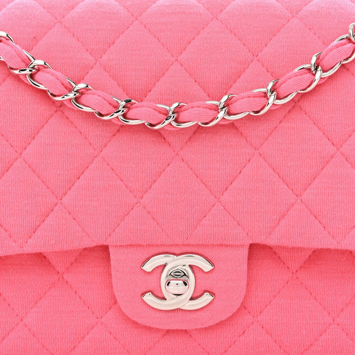 Jersey Quilted Medium Double Flap Dark Pink