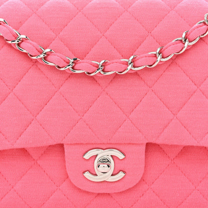 Chanel Jersey Quilted Medium Double Flap Dark Pink 7 of 10