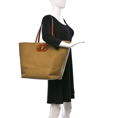 Celine Canvas Calfskin Cuir Triomphe Tote Natural 2 of 9
