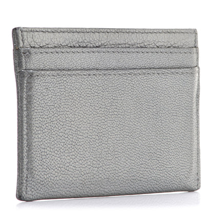 Chanel Metallic Goatskin CC Button Card Holder Silver 3 of 14