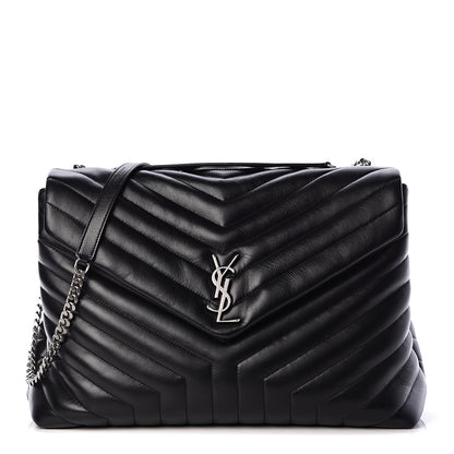 Saint Laurent Calfskin Y Quilted Monogram Large Loulou Chain Satchel Black 1 of 15