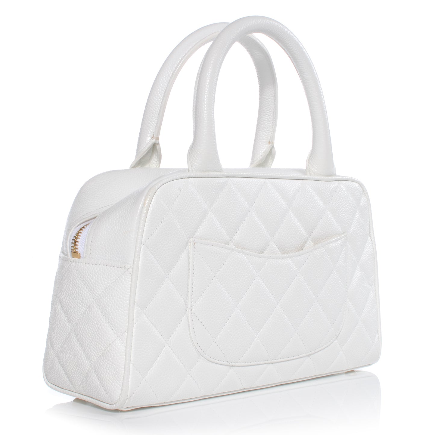 Caviar Quilted Small Bowler White
