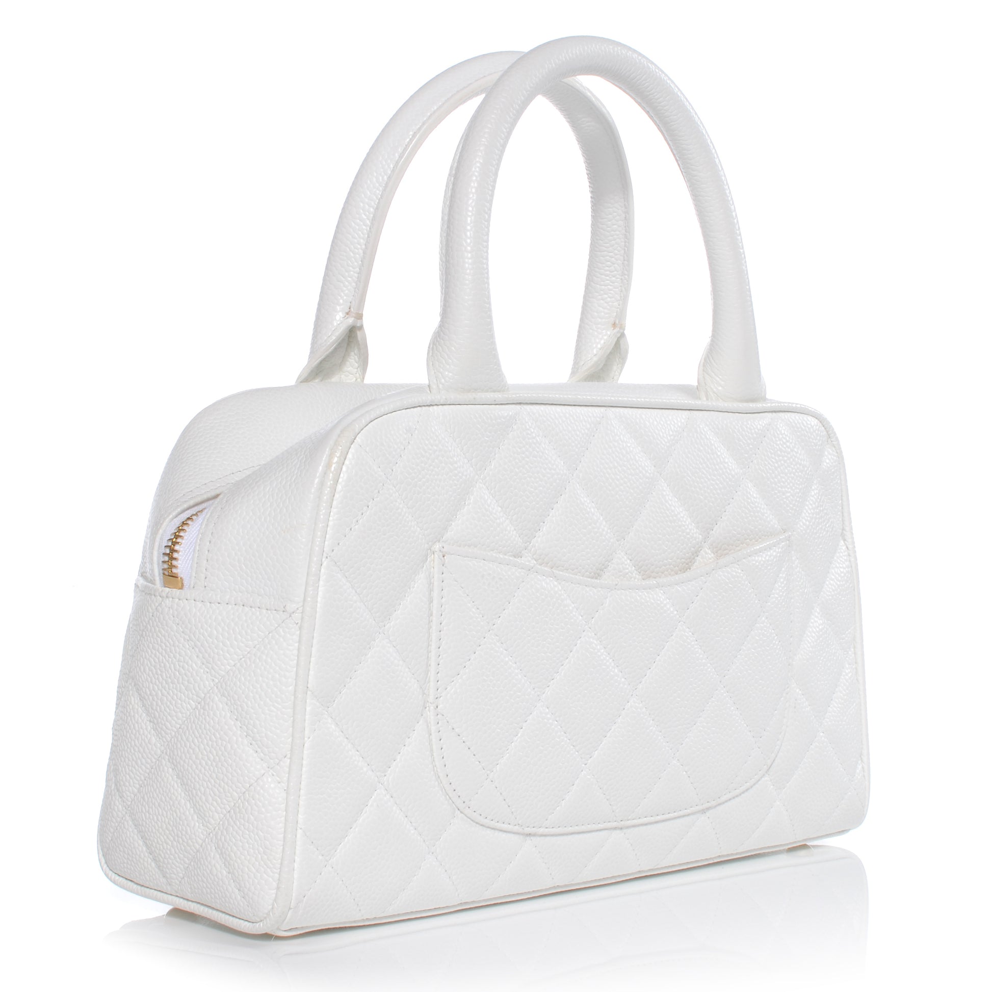 Chanel Caviar Quilted Small Bowler White 3 of 7
