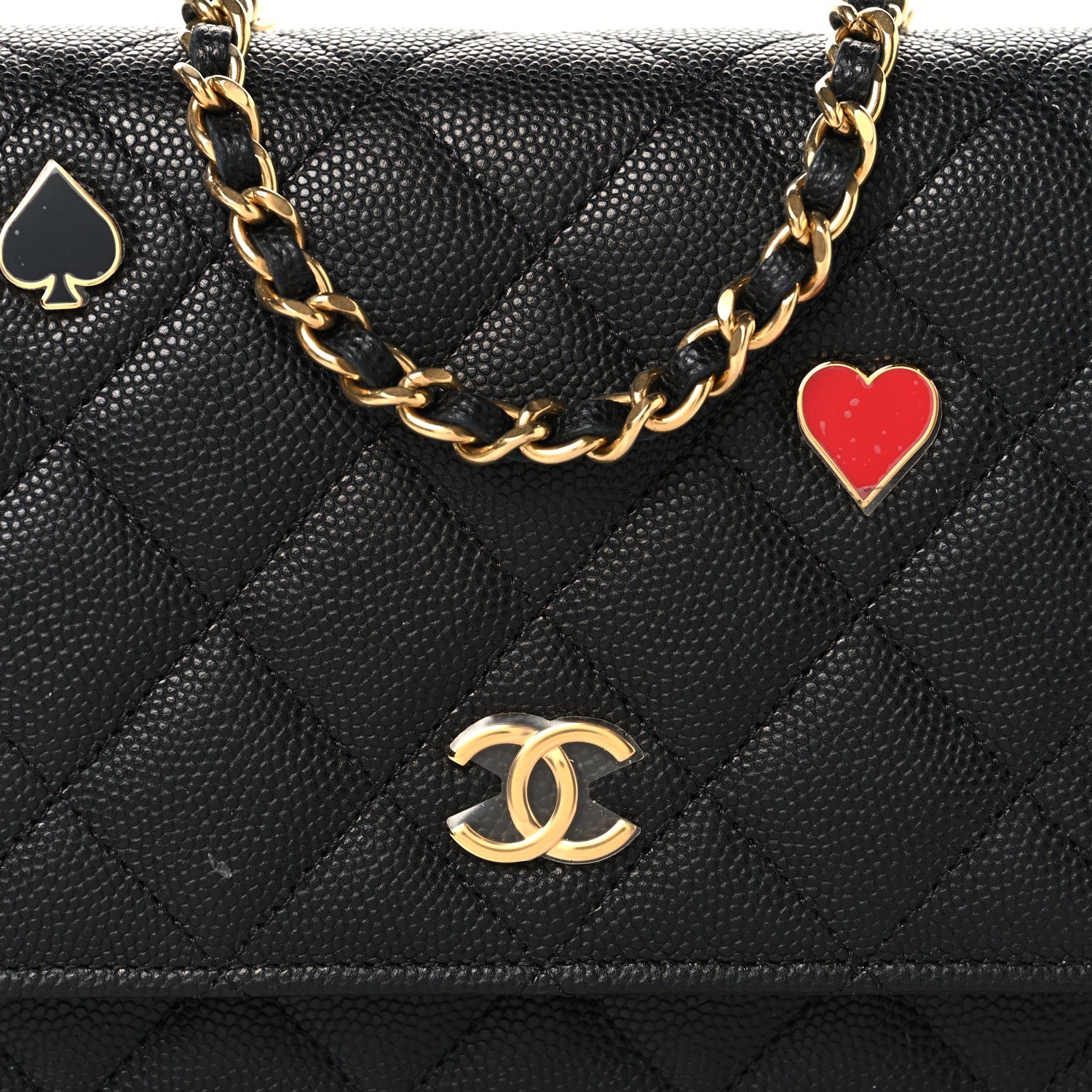 Chanel Caviar Quilted Enamel Coco Casino Wallet On Chain WOC Black 9 of 11