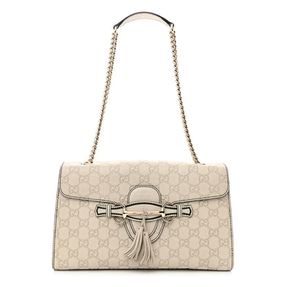 Gucci Guccissima Signature Medium Emily Chain Shoulder Bag Mystic White 1 of 10