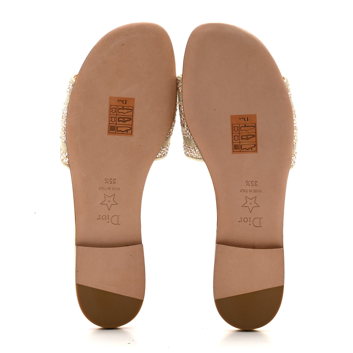 Christian Dior Cotton Strass Embroidered Dway Slide Sandals 35.5 Gold 5 of 9