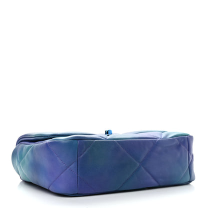 Chanel Tie Dye Calfskin Quilted Medium Chanel 19 Flap Blue Purple 4 of 9
