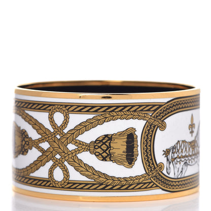 Hermes Enamel Printed Grand Apparat Extra Wide Bracelet 65 White 3 of 6