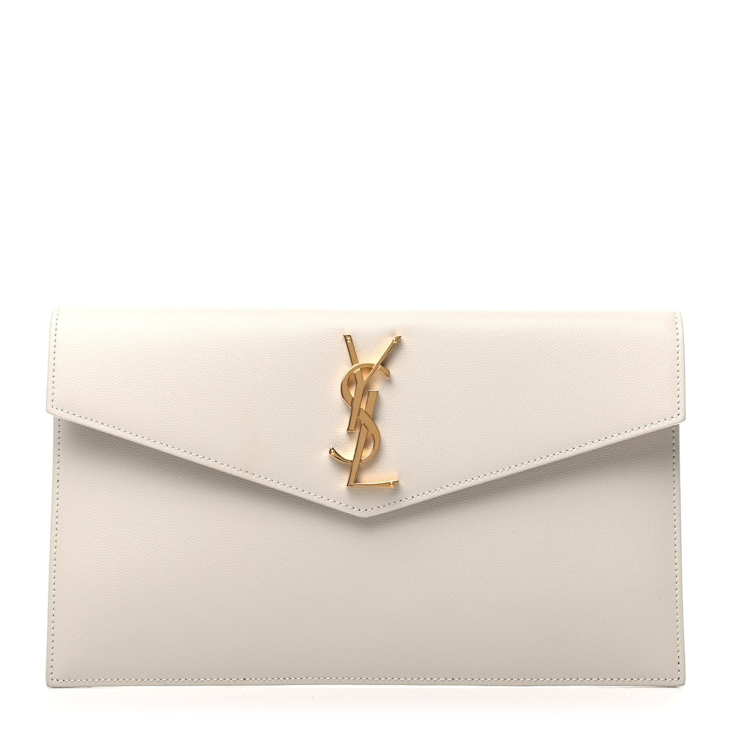 Saint Laurent Smooth Shiny Calfskin Medium Uptown Pouch Crema Soft 1 of 6