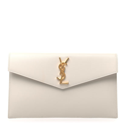 Saint Laurent Smooth Shiny Calfskin Medium Uptown Pouch Crema Soft 1 of 6