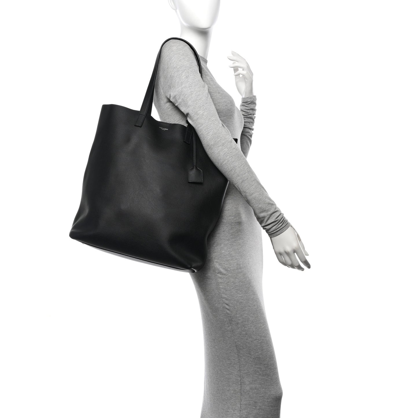 Calfskin Bold Shopping Tote Black