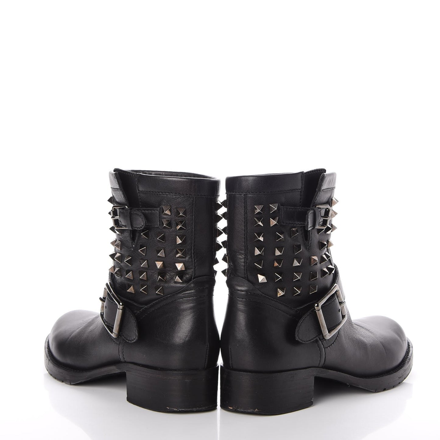 Calfskin Rockstud 30mm Biker Boots 38 Black