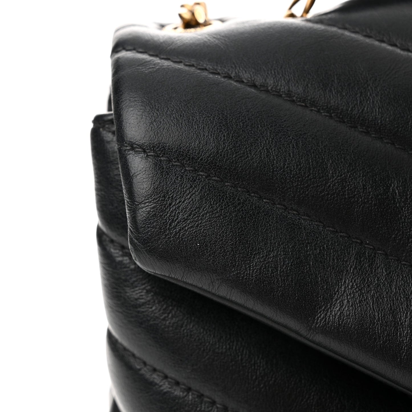 Calfskin Y Quilted Monogram Small Loulou Chain Satchel Black