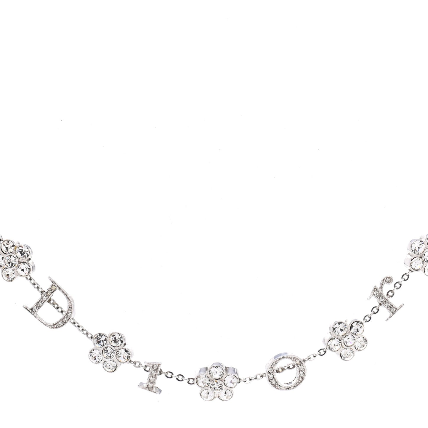 Crystal Logo Charm Necklace Silver