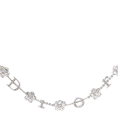 Christian Dior Crystal Logo Charm Necklace Silver 4 of 5