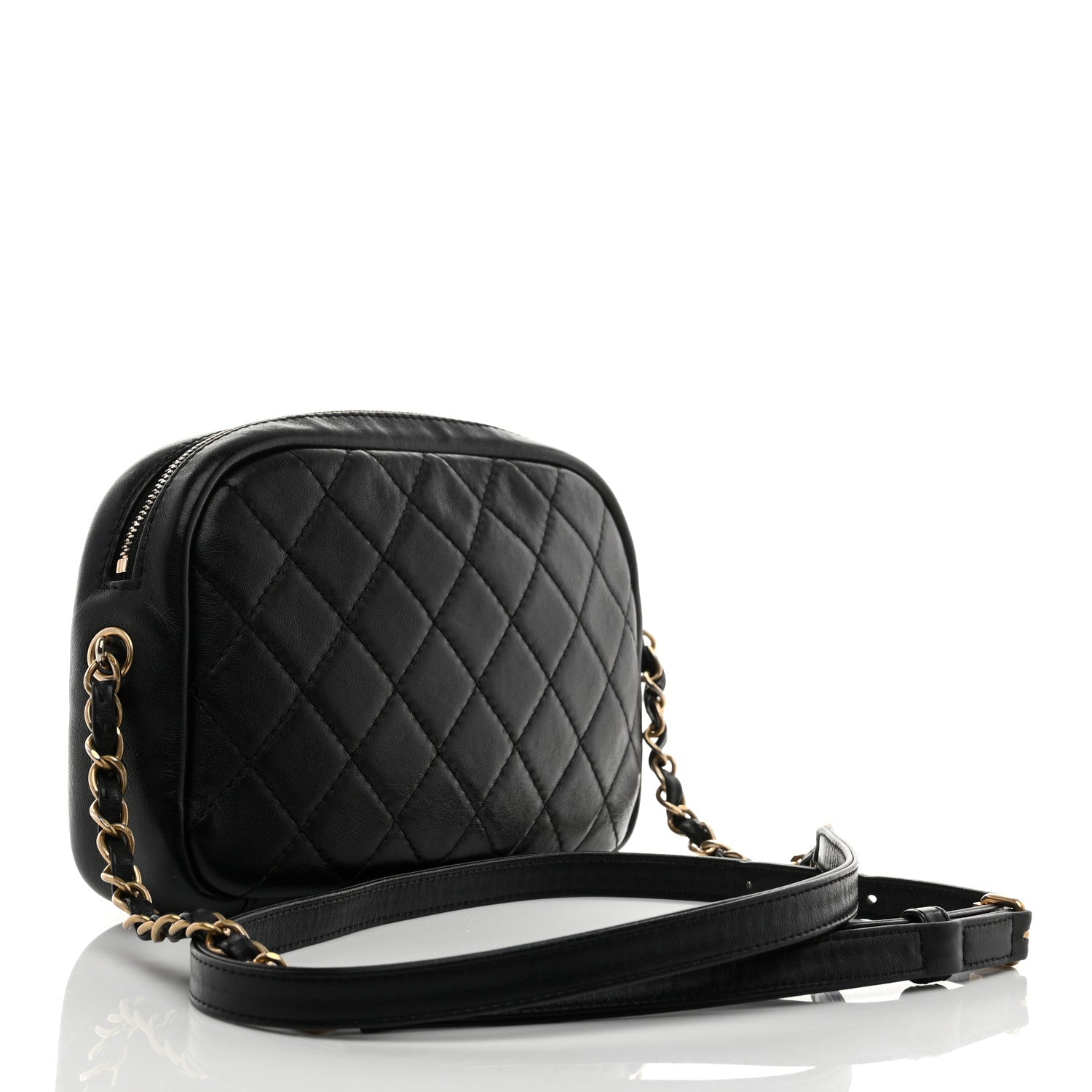 Chanel Lambskin Quilted Medium Buckle Camera Case Bag Black 3 of 10