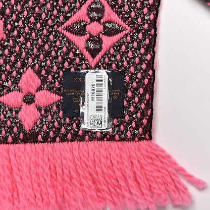Louis Vuitton Wool Silk Logomania Shine Scarf Rose Pop 4 of 4