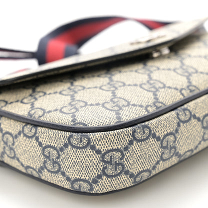 Gucci GG Supreme Monogram Textured Dollar Calfskin Web Mini Ophidia Envelope Shoulder Bag Beige Blue 8 of 10