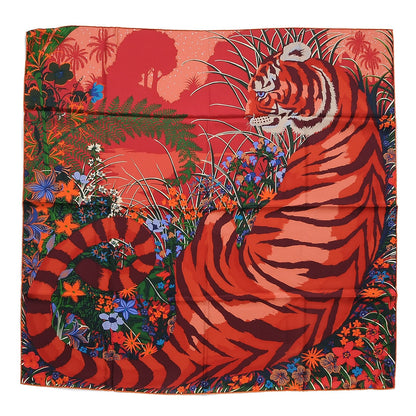 Hermes Silk Tyger Tyger Scarf 90 Saumon Corail Vert 1 of 5