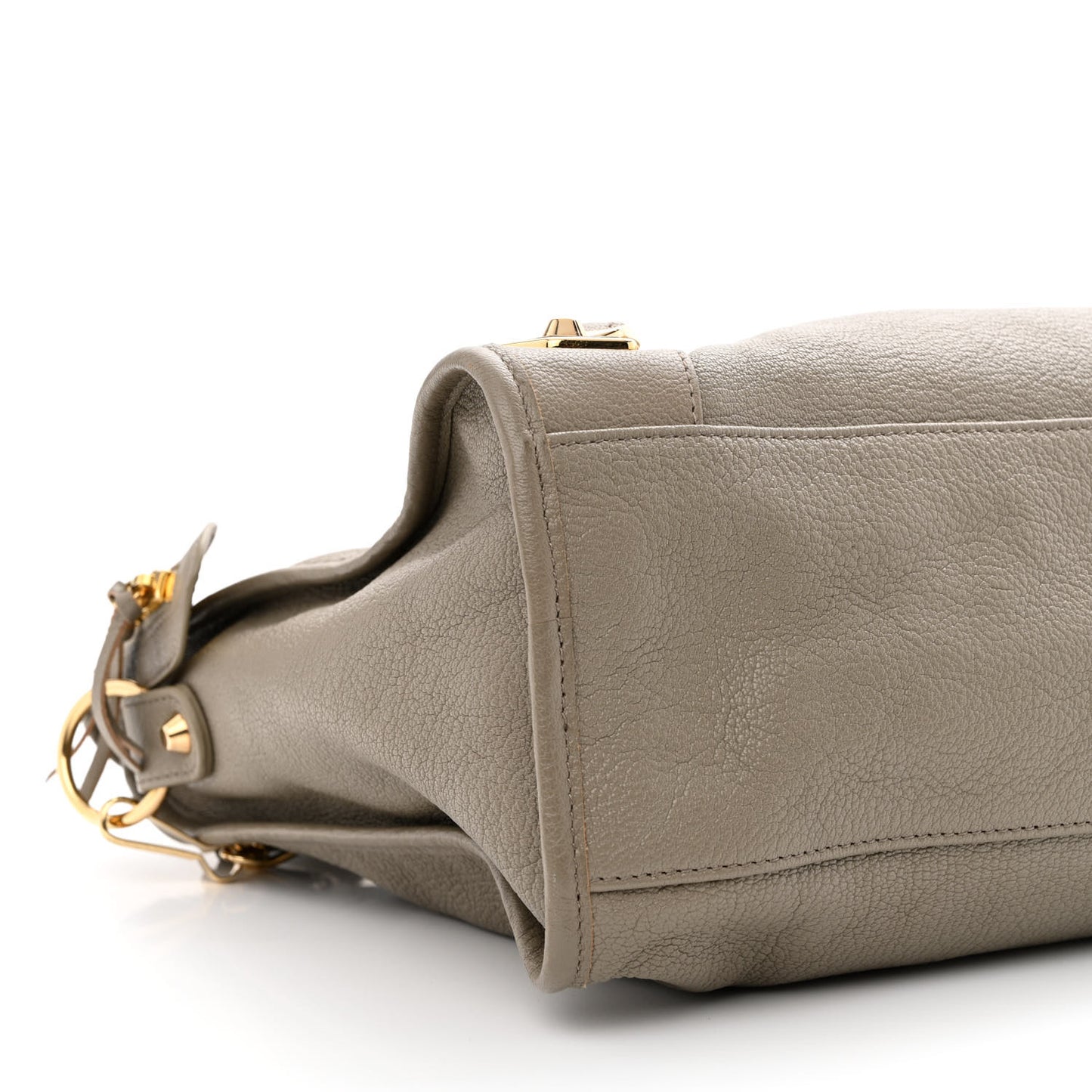 Chevre Gold Metallic Edge Hardware City Gris Taupe