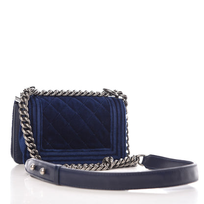 Chanel Velvet Quilted Mini Boy Flap Blue 3 of 8
