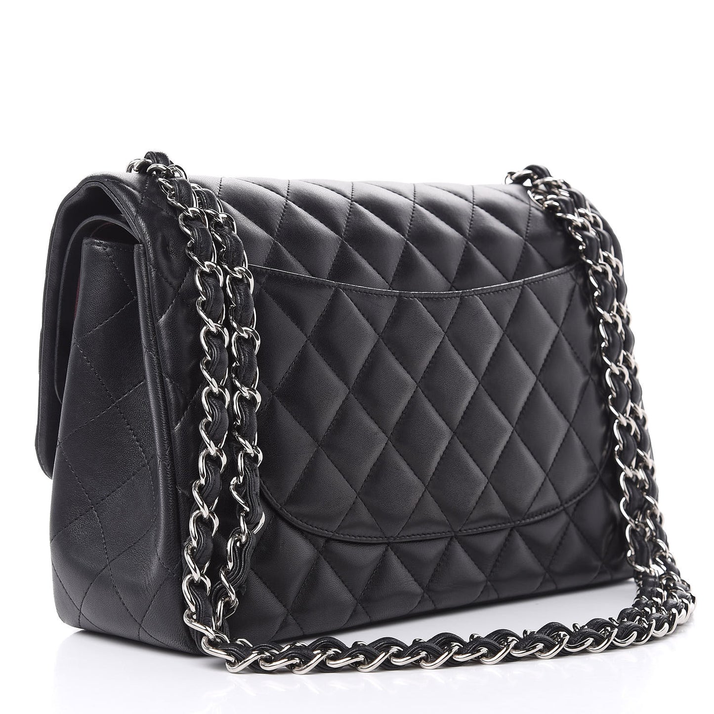 Lambskin Quilted Jumbo Double Flap Black