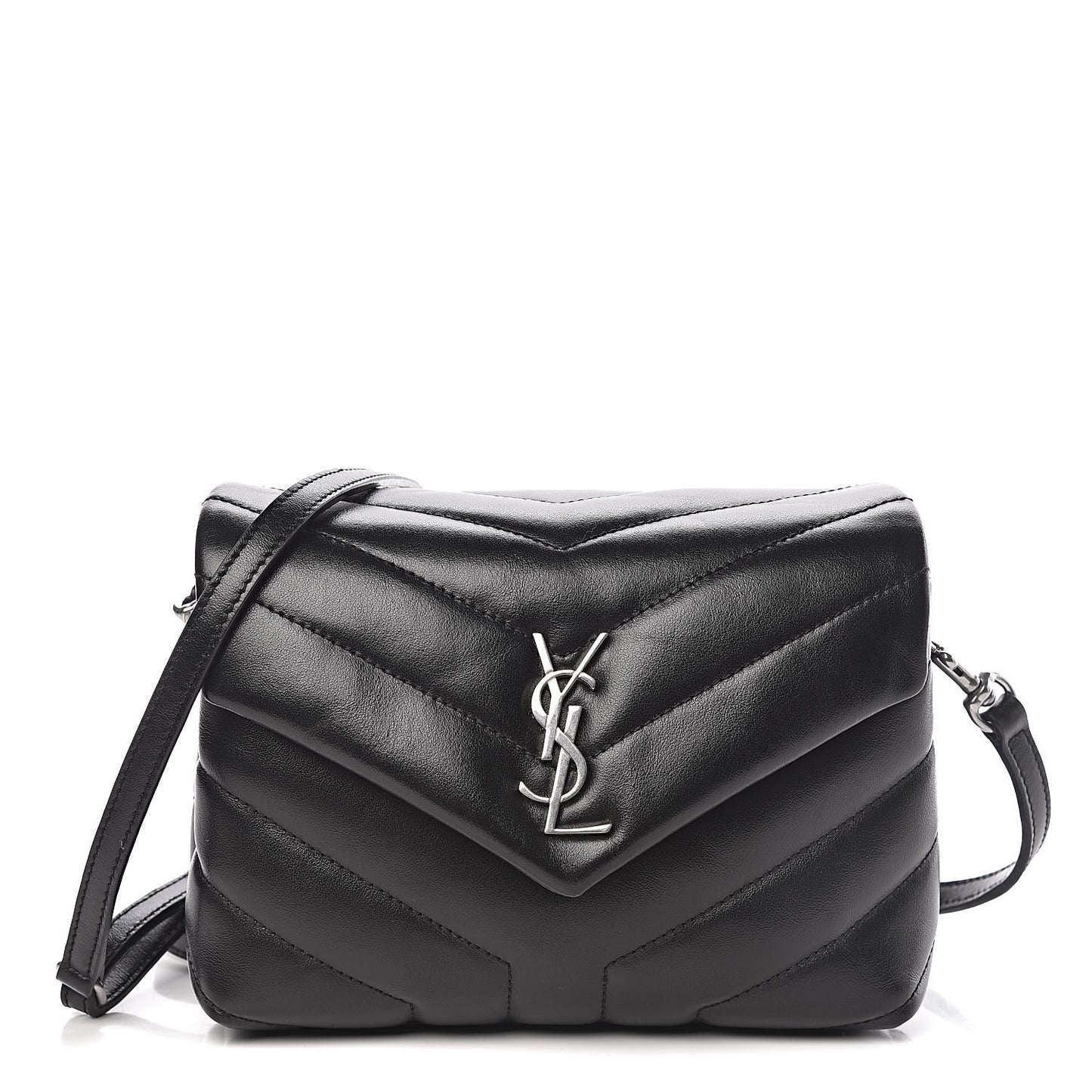 Calfskin Y Quilted Monogram Toy Loulou Crossbody Bag Black
