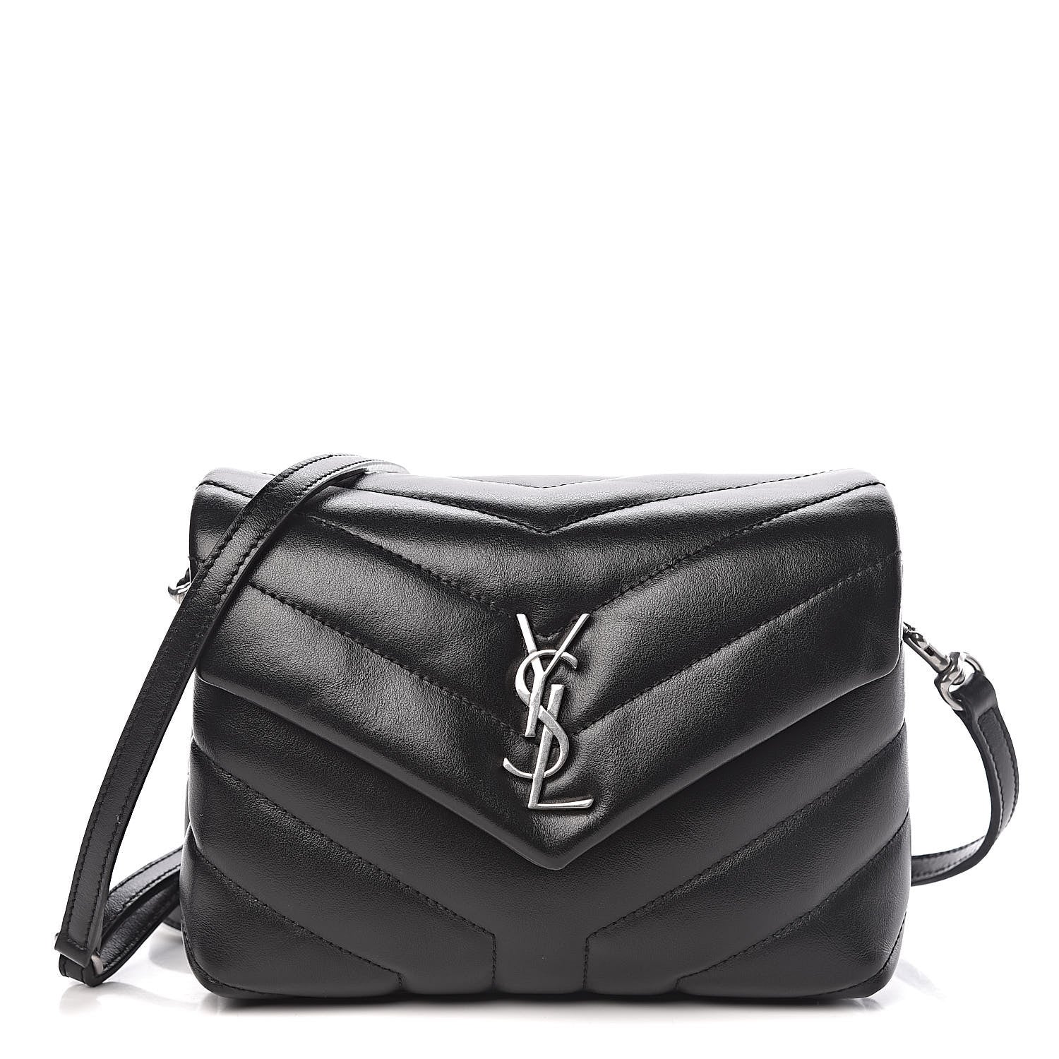 Saint Laurent Calfskin Y Quilted Monogram Toy Loulou Crossbody Bag Black 1 of 10