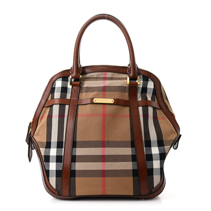 Burberry Bridle Calfskin House Check Medium Orchard Bowling Bag Dark Tan 1 of 13