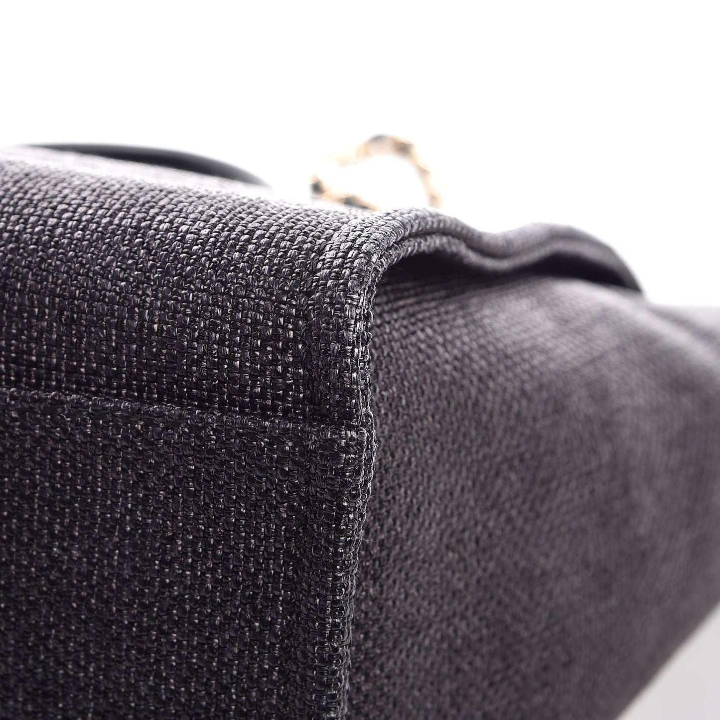 Woven Straw Raffia Large Deauville Tote Black