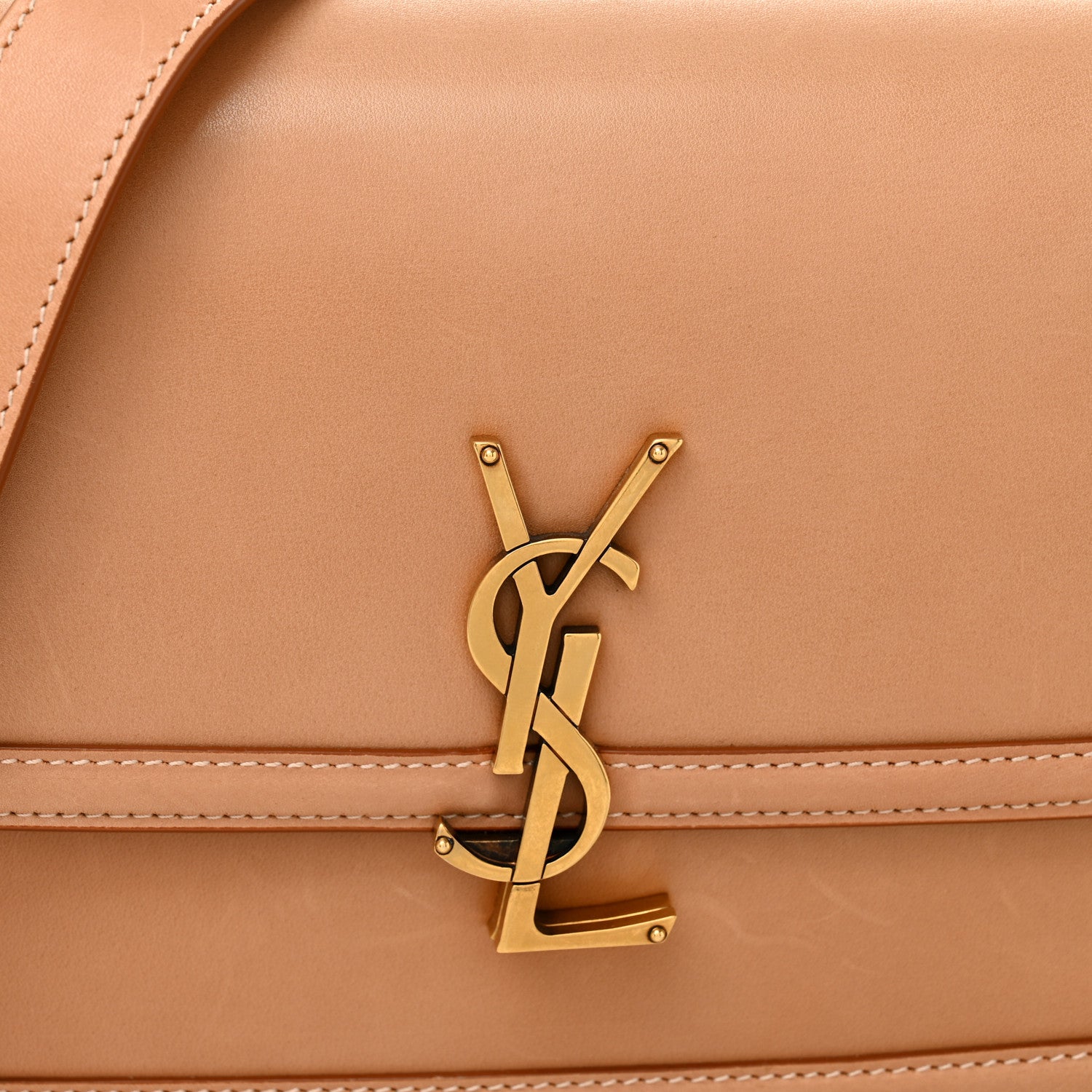 Saint Laurent Box Calfskin Monogram Medium Solferino Satchel Natural Tan 7 of 9