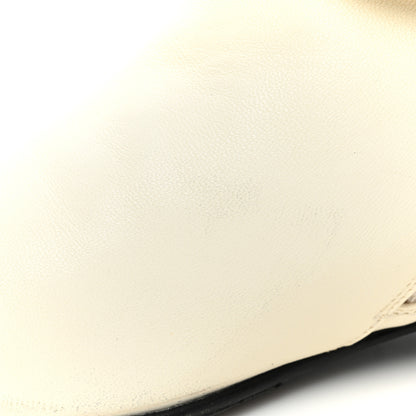Chanel Lambskin Grosgrain Fold Over Logo Cap Toe Boots 36.5 Ivory Black 13 of 15