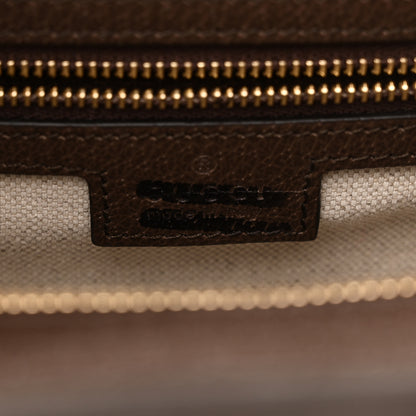 Gucci Monogram Jumbo GG Textured Dollar Calfskin Web Small Ophidia Slip Handle Tote Beige Ebony New Acero 6 of 9