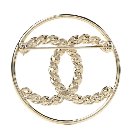 Chanel Crystal Round CC Brooch Gold 3 of 5
