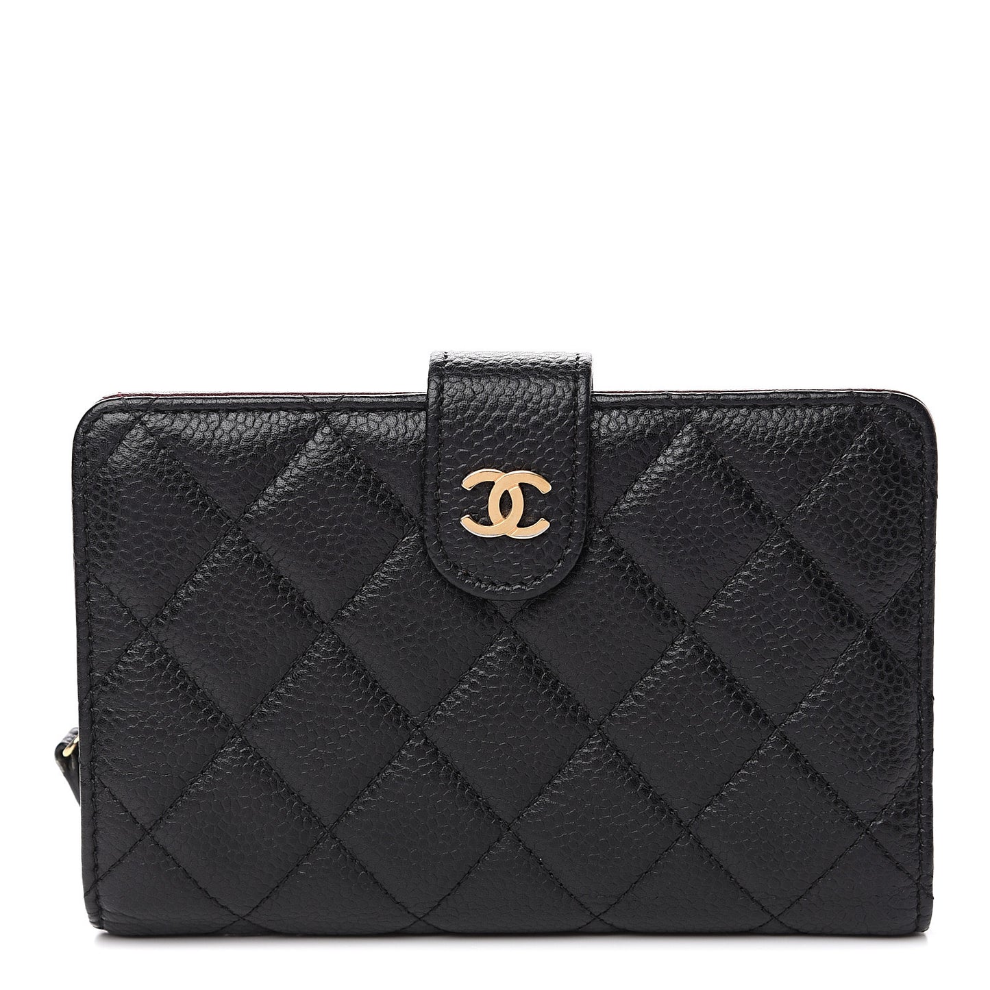 Caviar Quilted Zipped Pocket Wallet Black