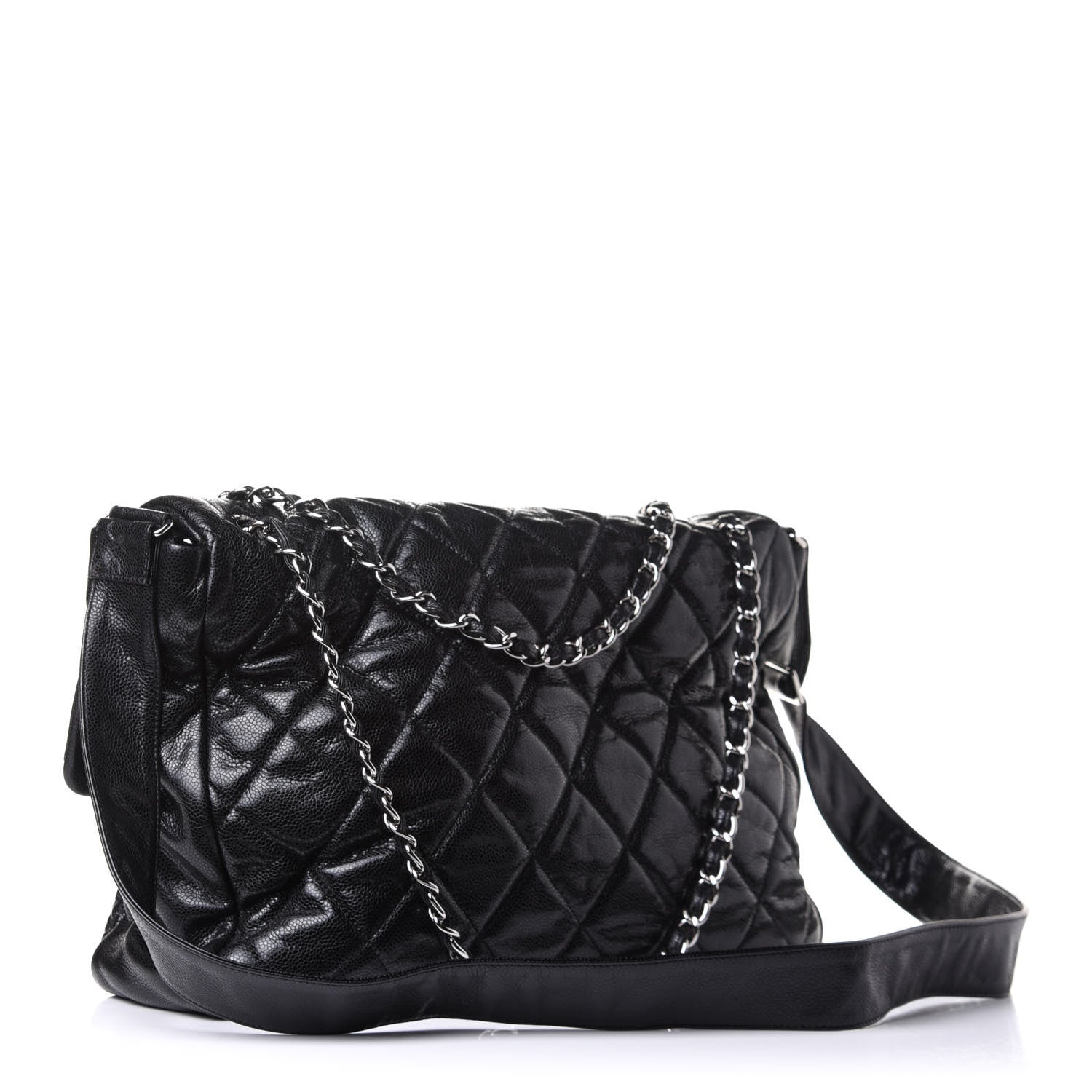 Chanel Glazed Caviar Large Nature Flap Bag Black 3 of 10