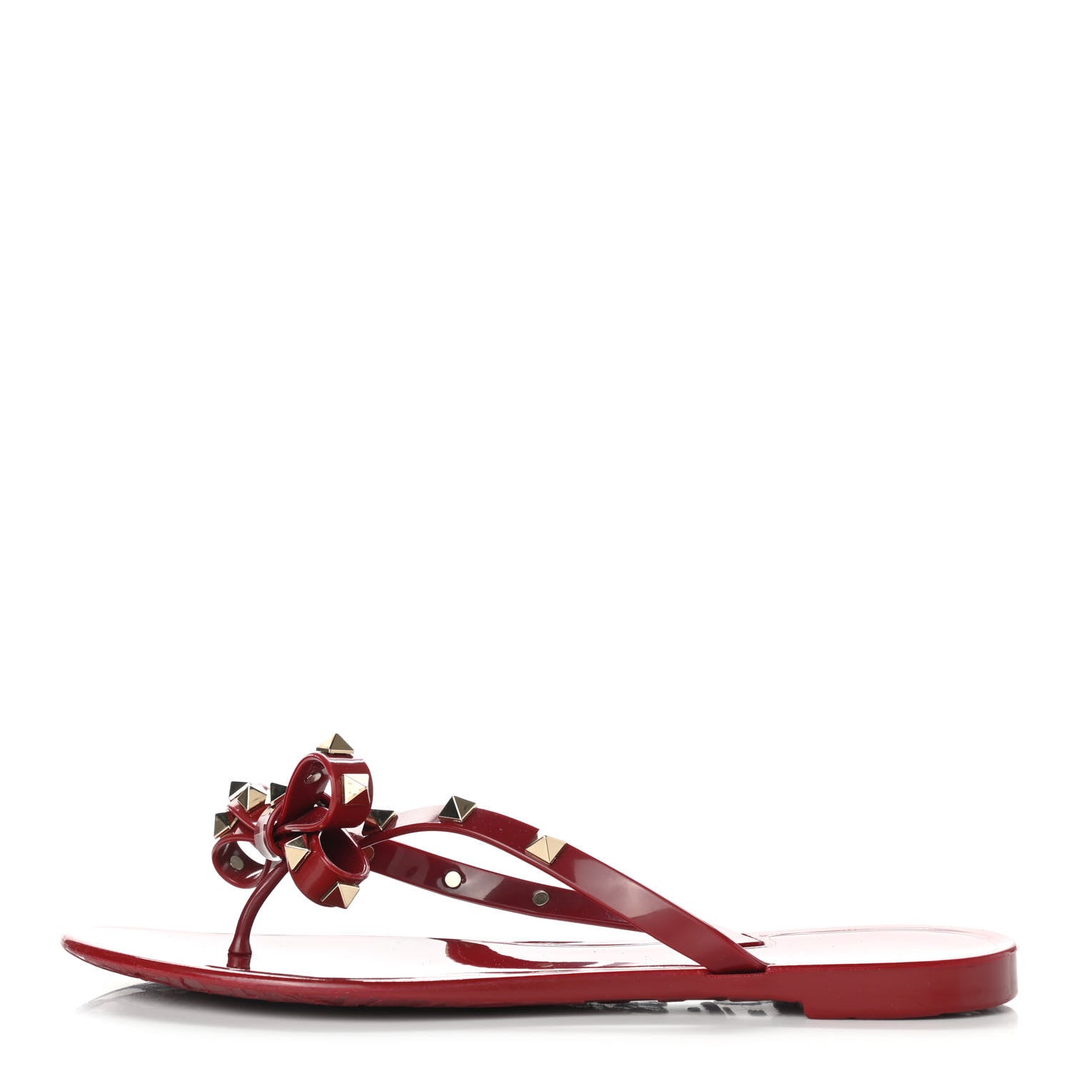 Valentino Garavani PVC Jelly Rockstud Bow Thong Sandals 38 Rubino 1 of 8