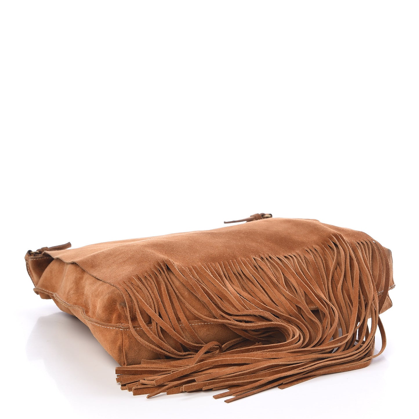 Suede Fringe Flap Crossbody Bag Brown