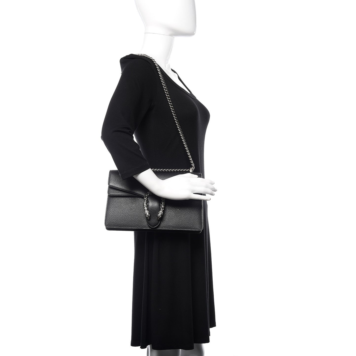 Pebbled Calfskin Small Dionysus Shoulder Bag Black