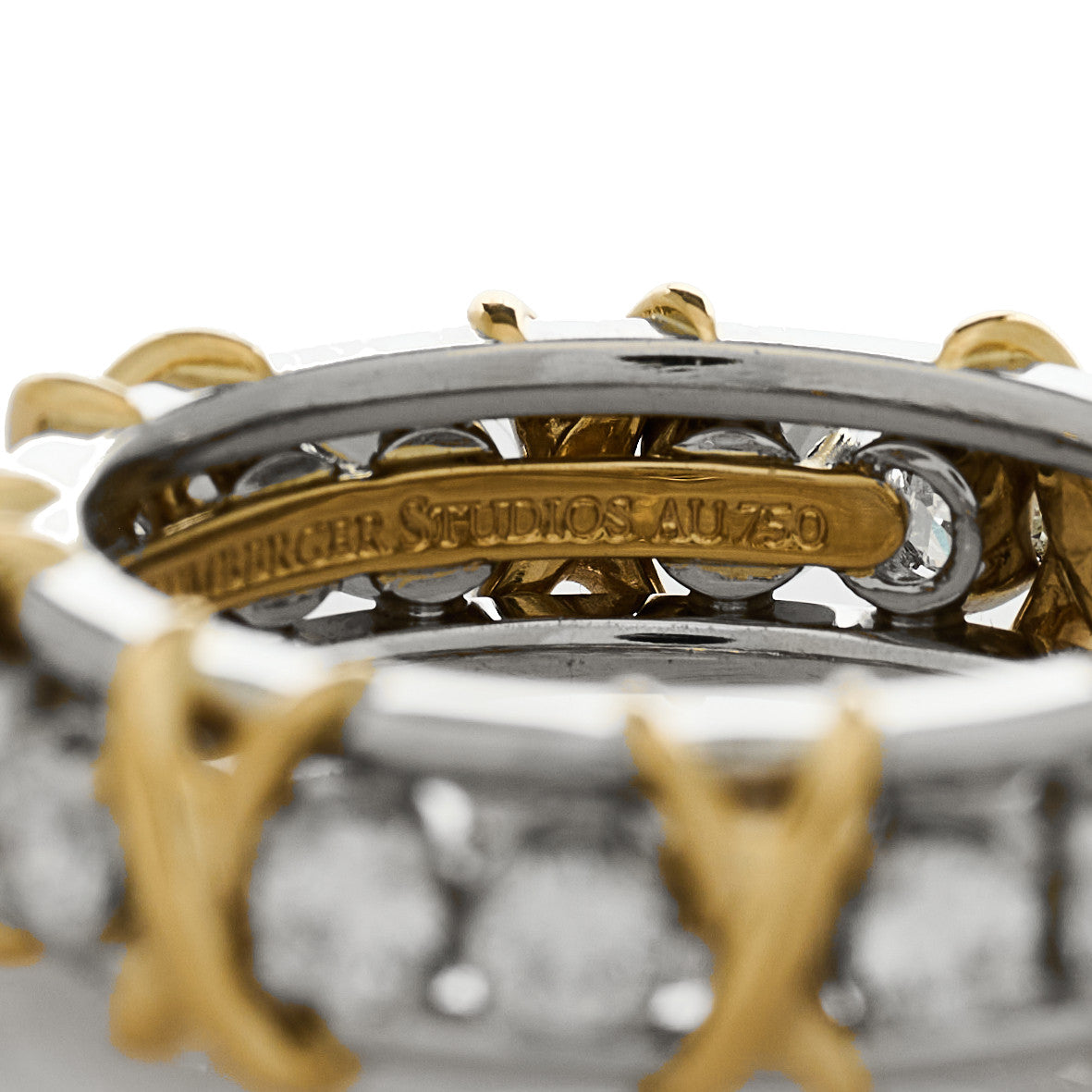 Tiffany Platinum 18K Yellow Gold Diamond Schlumberger Sixteen Stone Ring 53 6.5 5 of 7