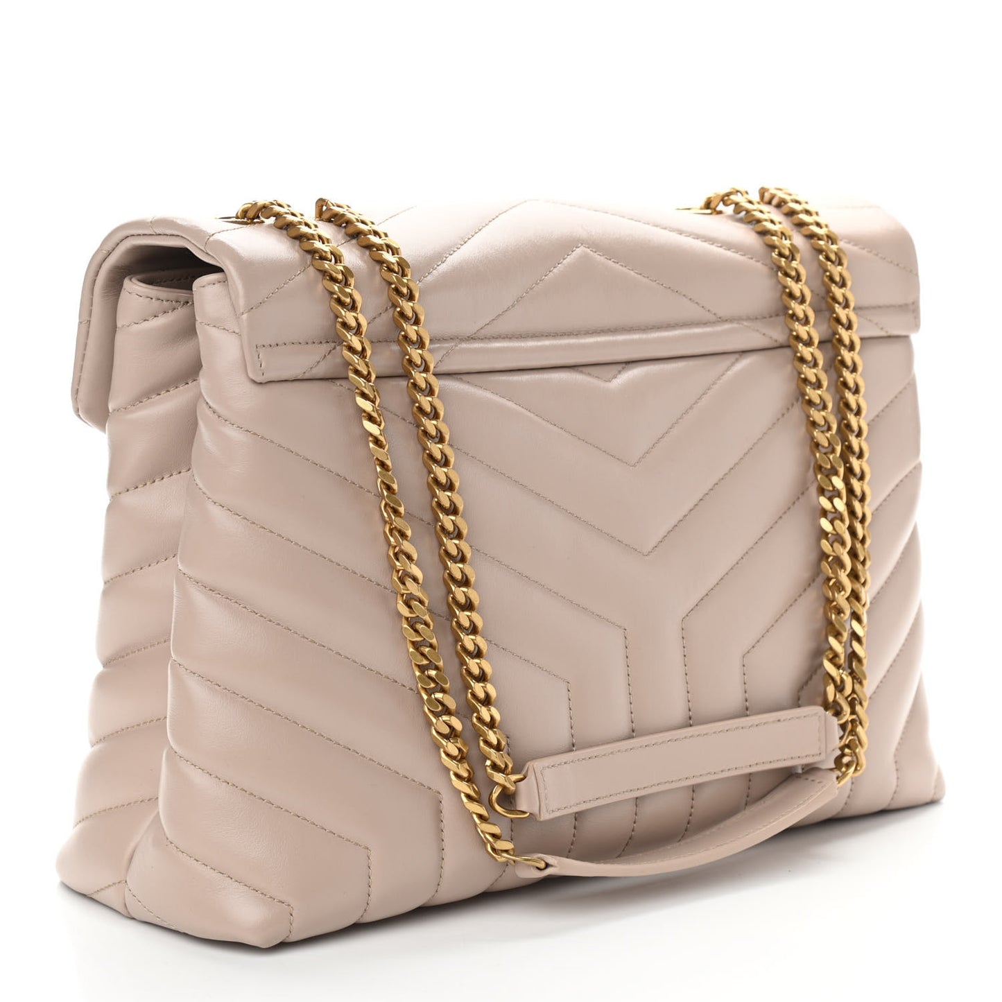 Calfskin Y Quilted Monogram Medium Loulou Chain Satchel Light Natural