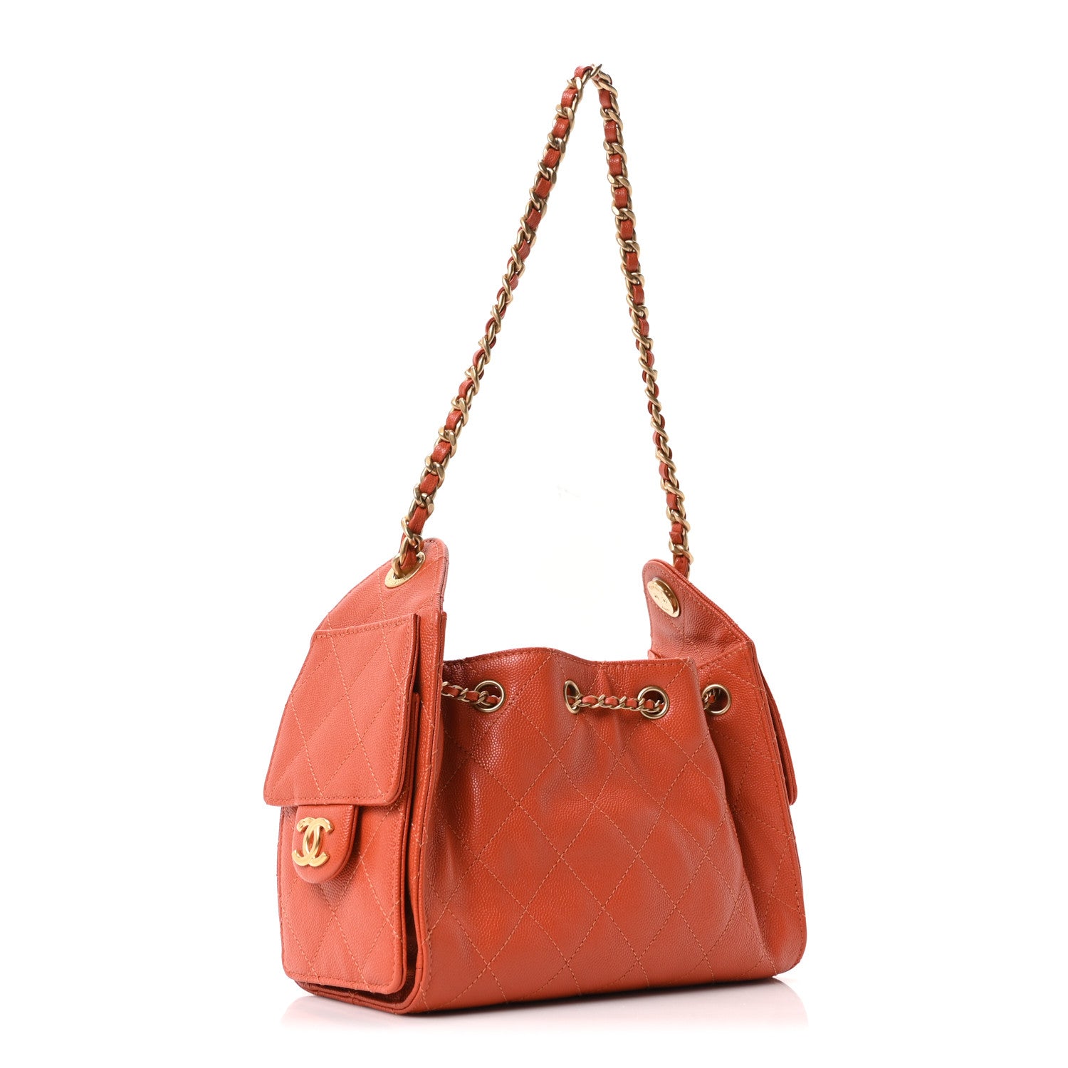 Chanel Caviar Quilted Mini Chanel 25 Handbag Dark Orange 3 of 10