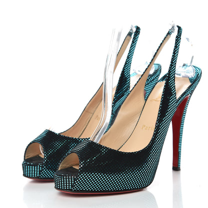 Christian Louboutin Metallic No Prive 120 Pumps 39 Blue 3 of 10
