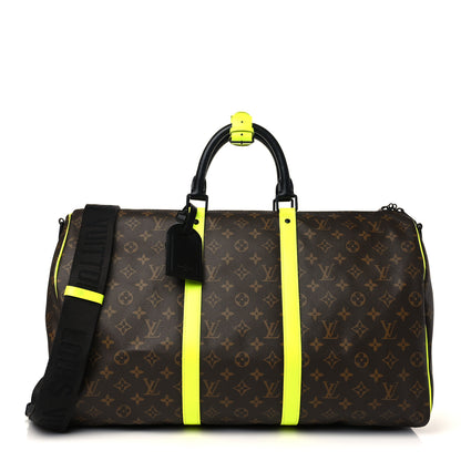 Louis Vuitton Monogram Macassar Keepall Bandouliere 50 Florescent Yellow 1 of 6
