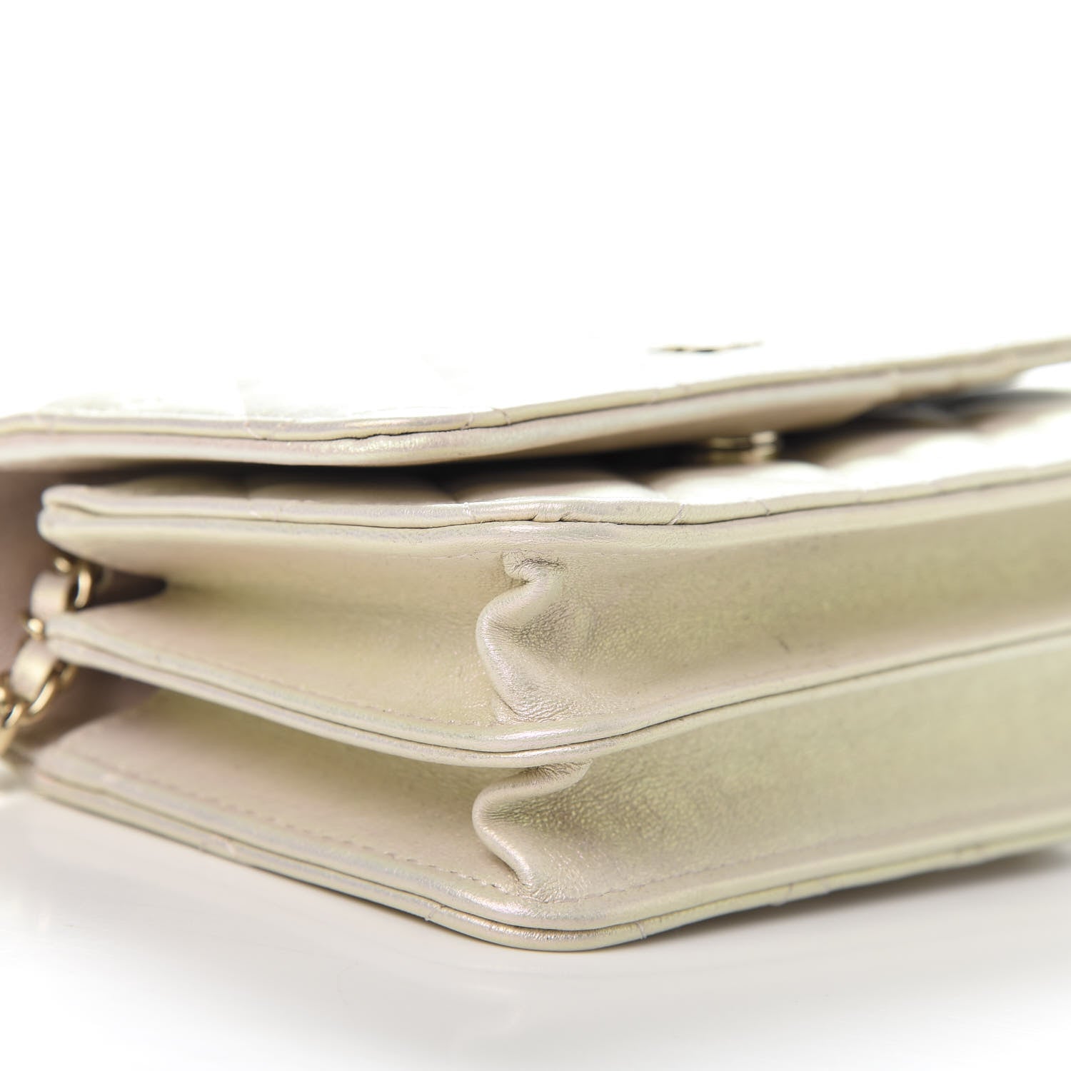 Chanel Iridescent Lambskin Quilted Mini Wallet On Chain WOC Ivory 8 of 11