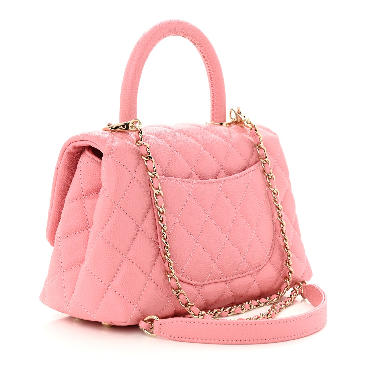 Caviar Quilted Mini Coco Handle Flap Light Pink