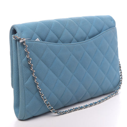 Chanel Iridescent Caviar Quilted Clutch With Chain Flap Blue 3 of 11