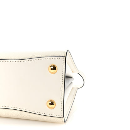 Prada Saffiano City Calfskin Mini Bibliothèque Top Handle White Black 9 of 9