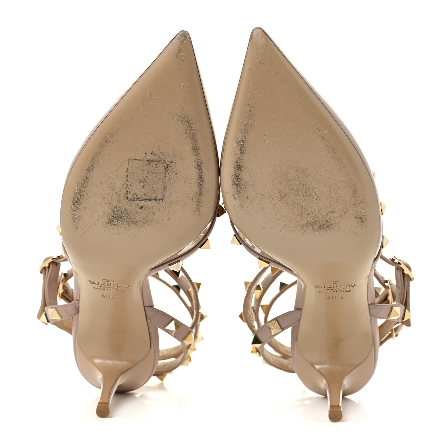 Patent Nappa Rockstud Ankle Strap 65mm Pumps 40.5 Poudre