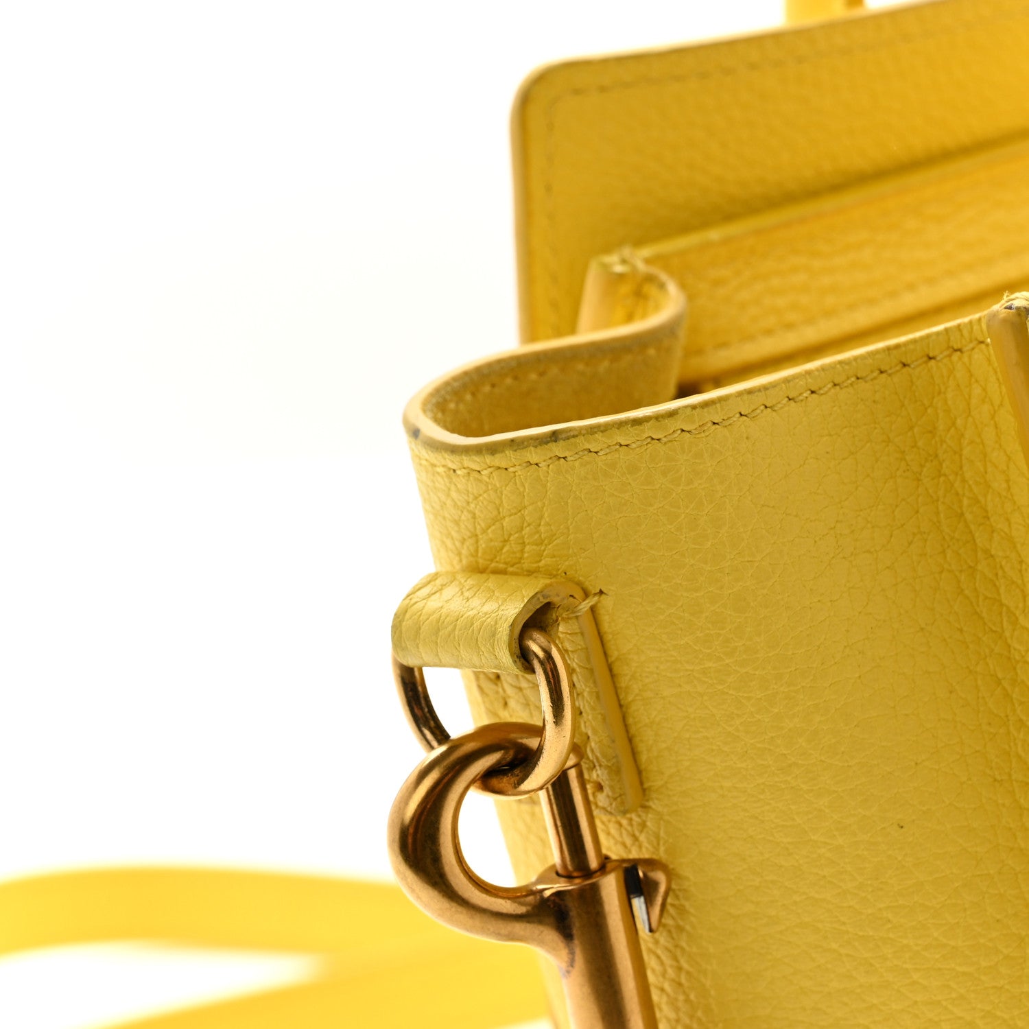 Celine Drummed Calfskin Nano Luggage Citron 11 of 13